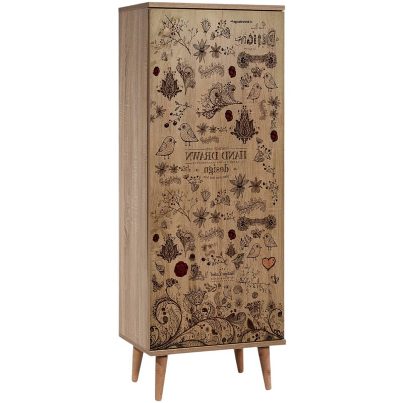 foto del prodotto scarpiera deimos, mobile portascarpe, armadio da ingresso multiuso, mobiletto per calzature, 50x38 h135 cm, quercia e noce dmora