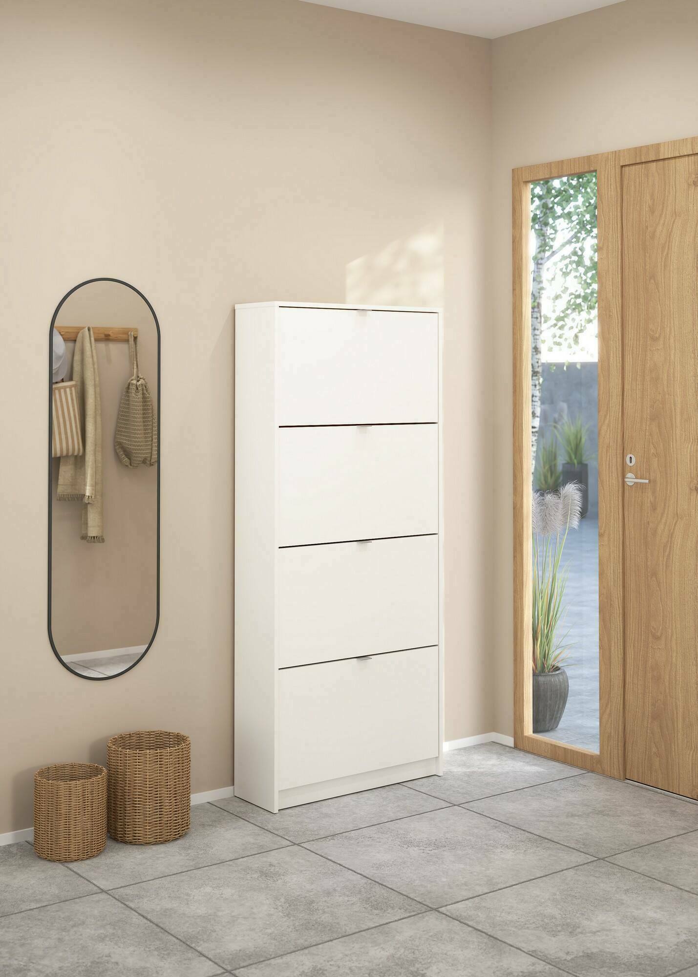 foto del prodotto scarpiera epidoto, mobile portascarpe, armadio da ingresso multiuso, mobiletto per calzature, 70x24 h162 cm, bianco dmora