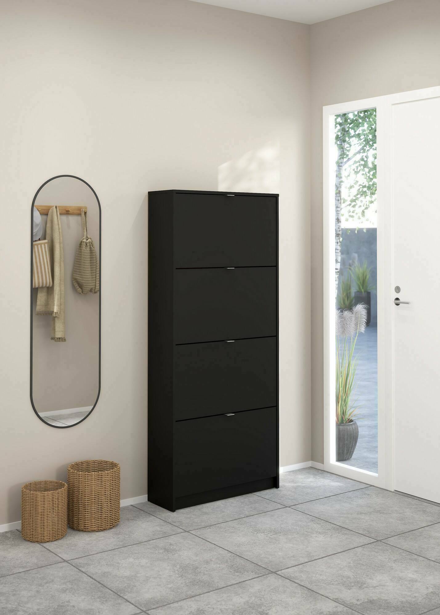 foto del prodotto scarpiera epidoto, mobile portascarpe, armadio da ingresso multiuso, mobiletto per calzature, 70x24 h162 cm, nero