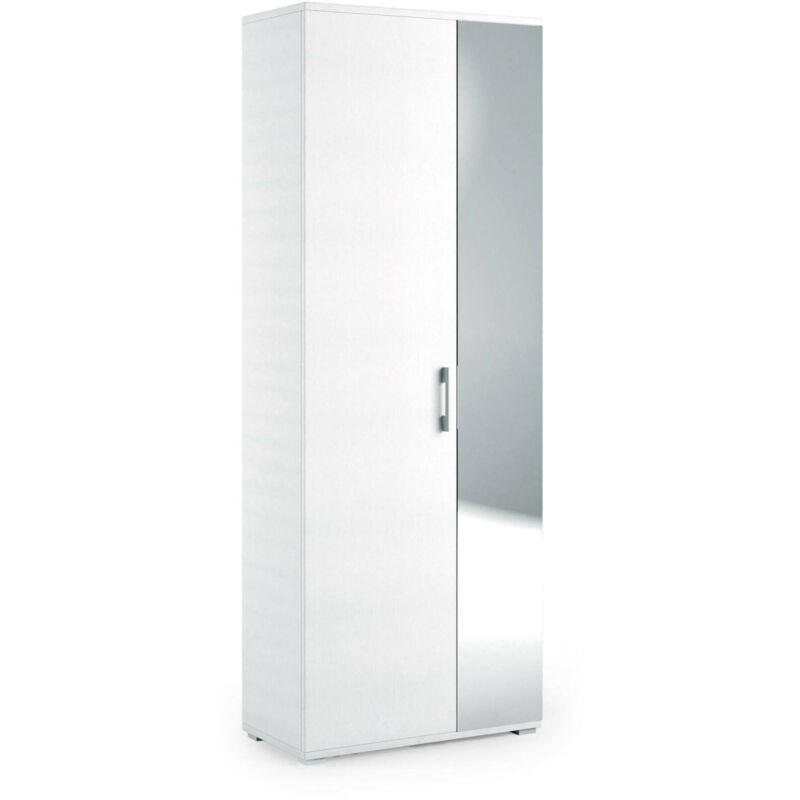 foto del prodotto scarpiera eracle, mobile multiuso da ingresso con anta a specchio , armadio moderno portascarpe a 6 ripiani, 100 made in italy, 72x37h195 cm, bianco