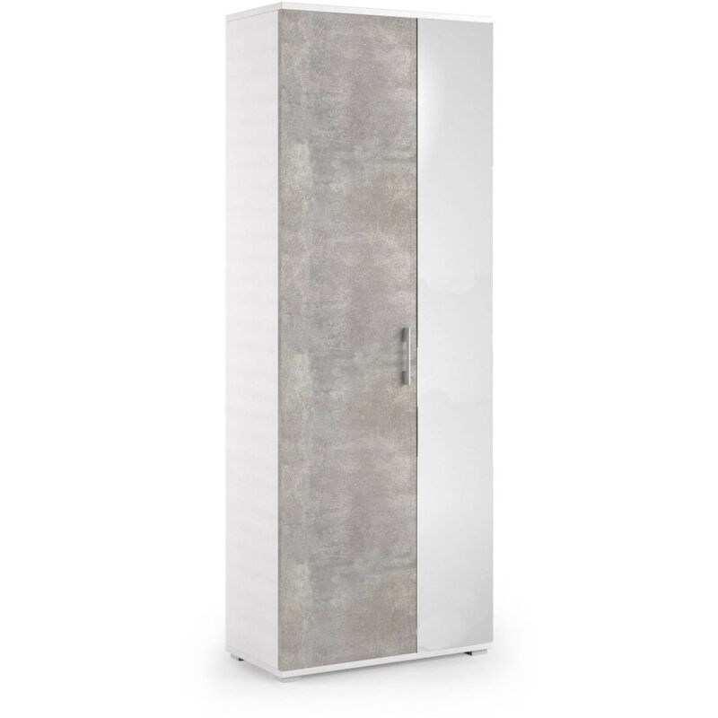 foto del prodotto scarpiera eracle, mobile multiuso da ingresso con anta a specchio , armadio moderno portascarpe a 6 ripiani, 100 made in italy, 72x37h195 cm, bianco