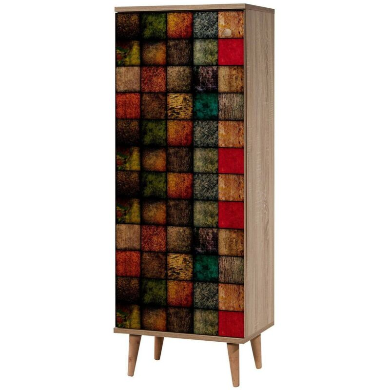 foto del prodotto scarpiera giadeite, mobile portascarpe, armadio da ingresso multiuso, mobiletto per calzature, 50x38h135 cm, quercia e multicolore dmora