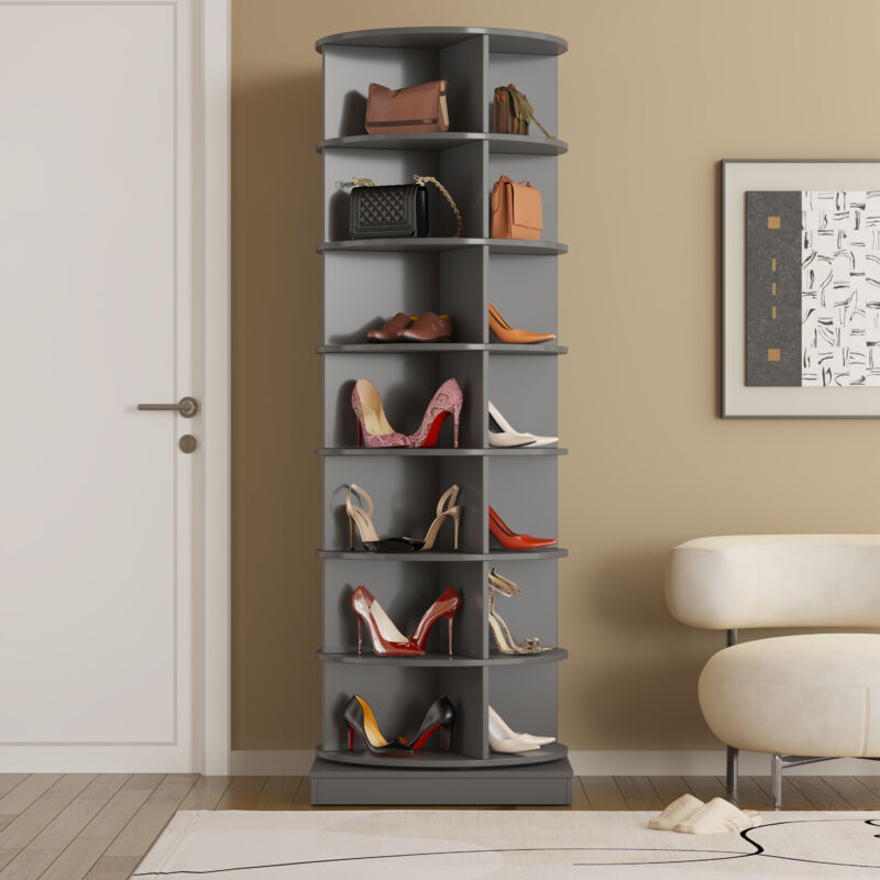 foto del prodotto scarpiera girevole a 360 , grigia, 7 strati, contiene fino a 28 scarpe paris