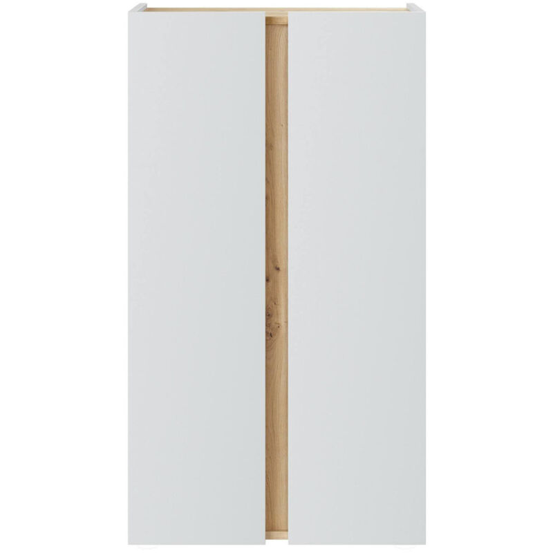 foto del prodotto scarpiera gotto, mobile portascarpe, armadio da ingresso multiuso, mobiletto per calzature, 57x35 h102 cm, bianco e rovere nodi dmora