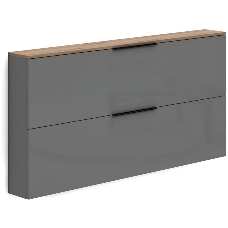 foto del prodotto scarpiera grigia 2 ante 160x19x80 cm con top in rovere
