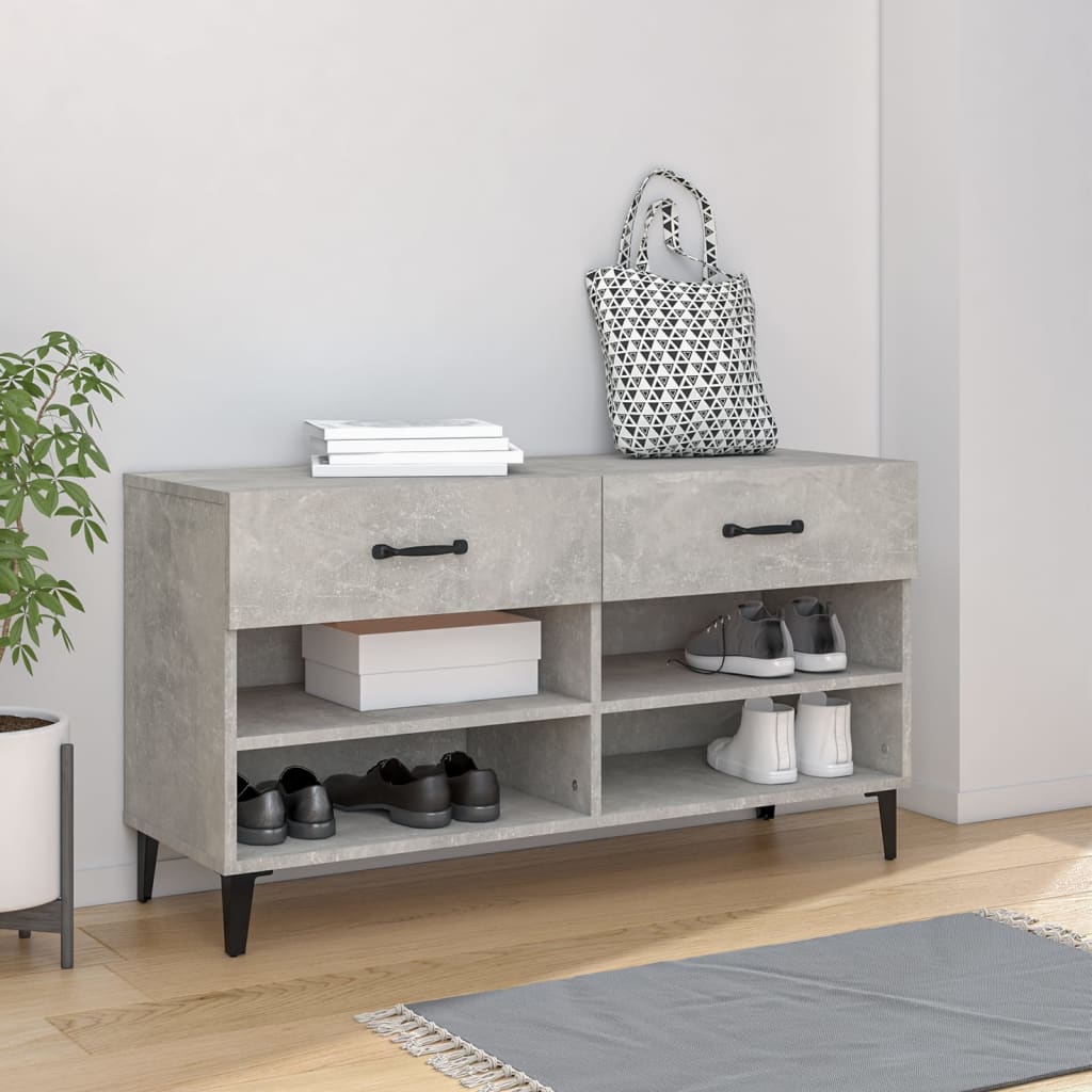 foto del prodotto scarpiera grigio cemento 102x35x55 cm in legno multistrato cod mxl 51879