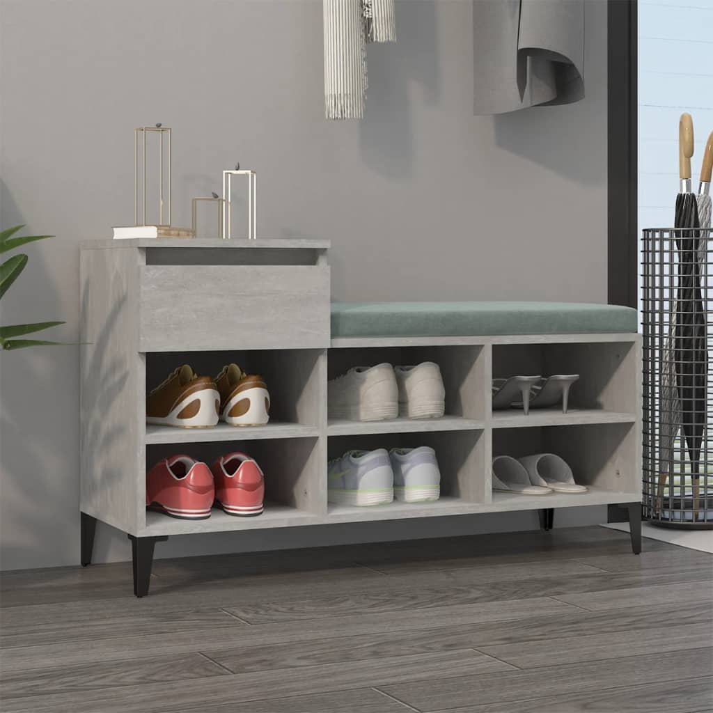 foto del prodotto scarpiera grigio cemento 102x36x60 cm in legno multistrato cod mxl 38681
