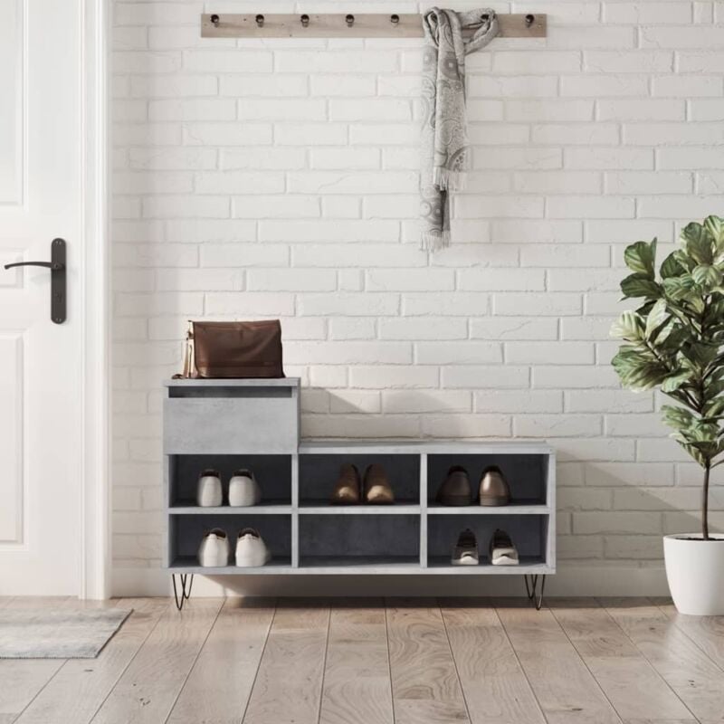 foto del prodotto scarpiera grigio cemento 102x36x60 cm in legno multistrato vidaxl grigio