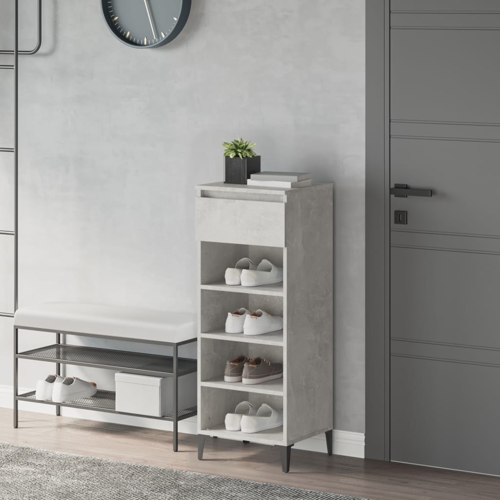 foto del prodotto scarpiera grigio cemento 40x36x105 cm in legno multistrato