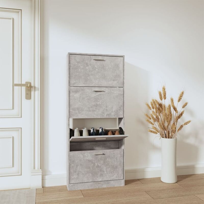 foto del prodotto scarpiera grigio cemento 59x17x150 cm in legno multistrato vidaxl