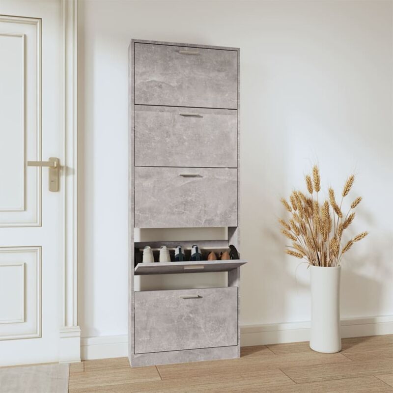 foto del prodotto scarpiera grigio cemento 59x17x169 cm in legno multistrato vidaxl