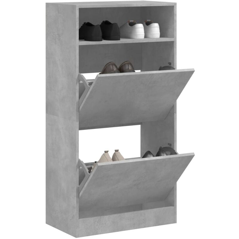 foto del prodotto scarpiera grigio cemento 60x34x116 cm in legno multistratocod mxl 86824