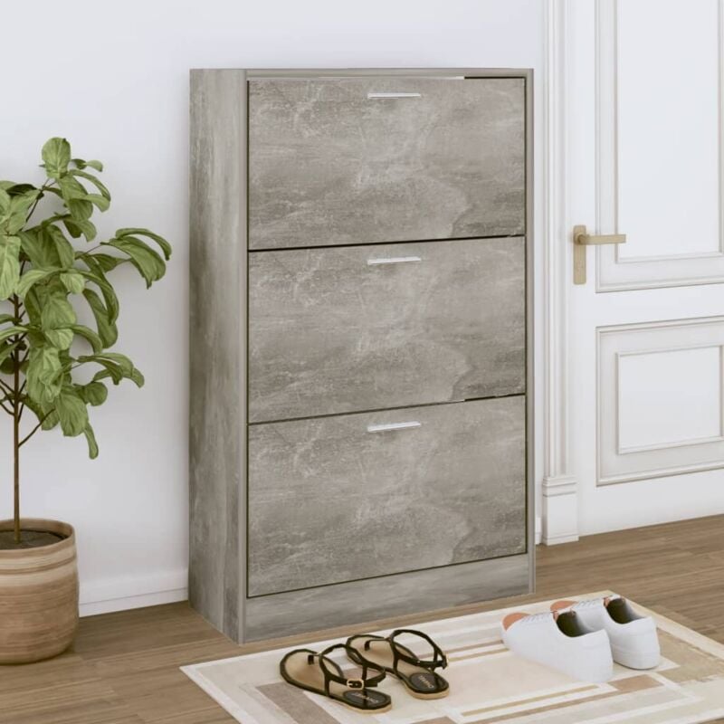 foto del prodotto scarpiera grigio cemento 63x24x103 cm in legno multistrato vidaxl