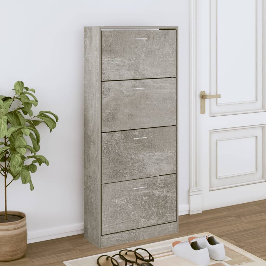 foto del prodotto scarpiera grigio cemento 63x24x147 cm in legno multistrato