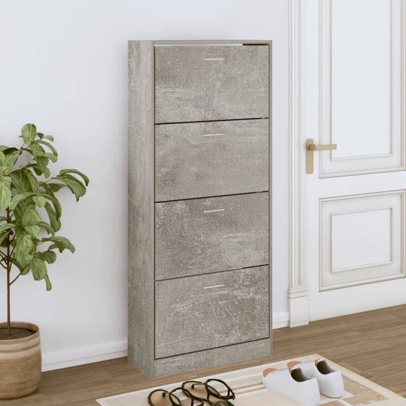 foto del prodotto scarpiera grigio cemento 63x24x147 cm in legno multistrato vidaxl