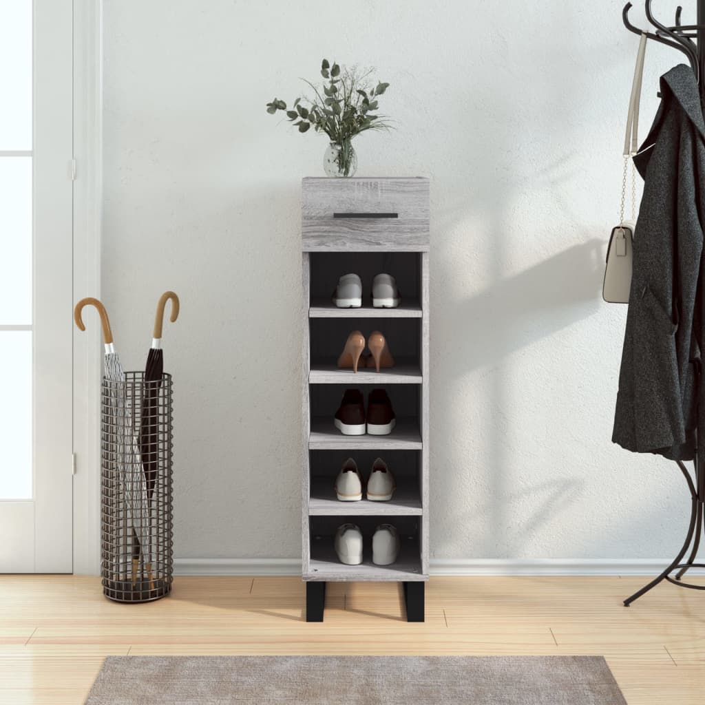 foto del prodotto scarpiera grigio sonoma 30x35x105 cm in legno multistratocod mxl 128826