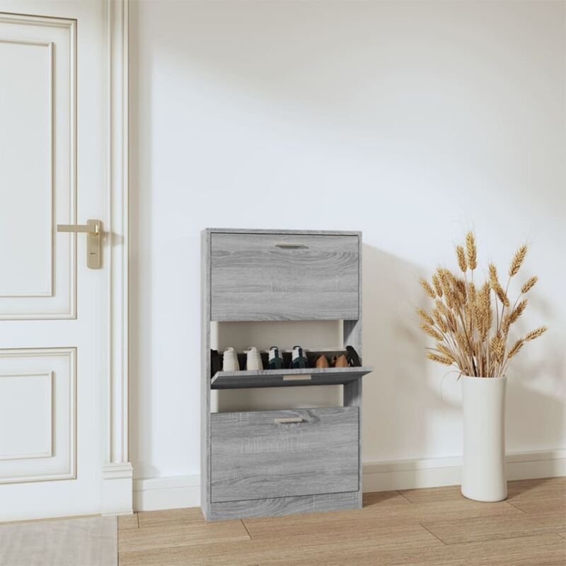 foto del prodotto scarpiera grigio sonoma 59x17x108 cm in legno multistrato vidaxl