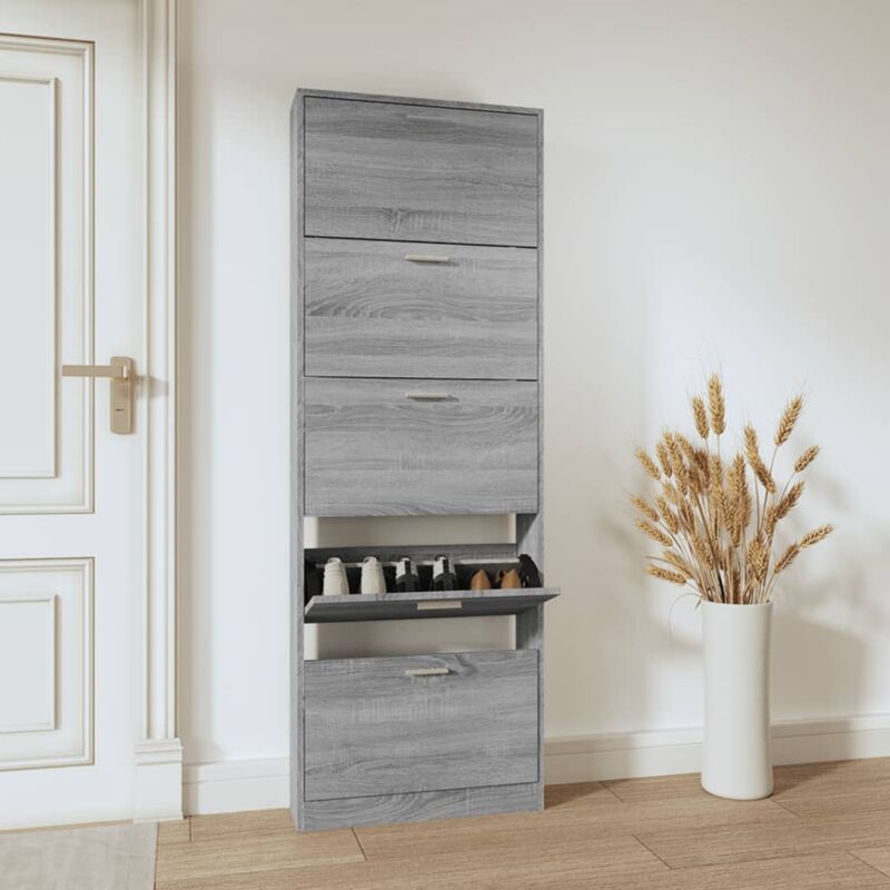 foto del prodotto scarpiera grigio sonoma 59x17x169 cm in legno multistratocod mxl 78244
