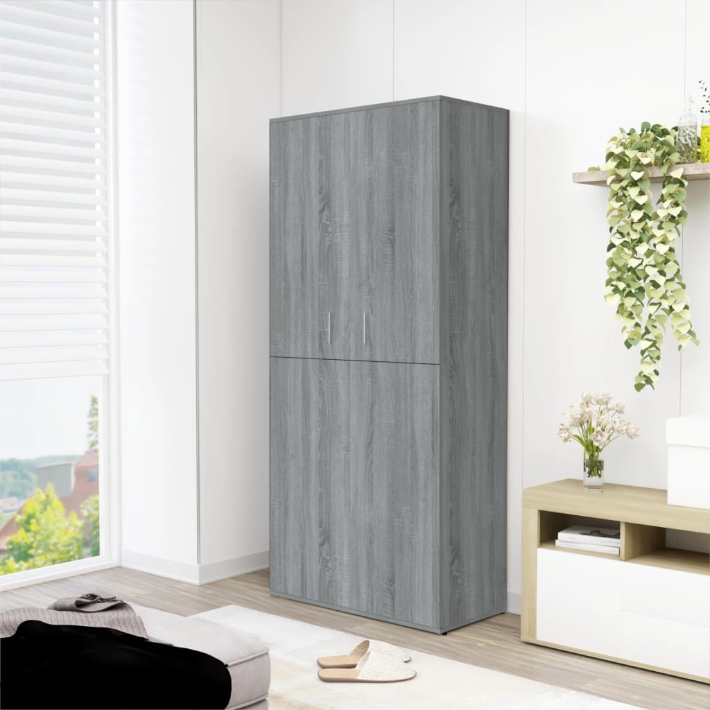foto del prodotto scarpiera grigio sonoma 80x39x178 cm in legno multistrato cod mxl 48070