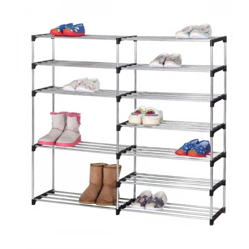 foto del prodotto scarpiera impilabile portascarpe doppio scaffale a 7 ripiani organizer scarpe stivali salvaspazio