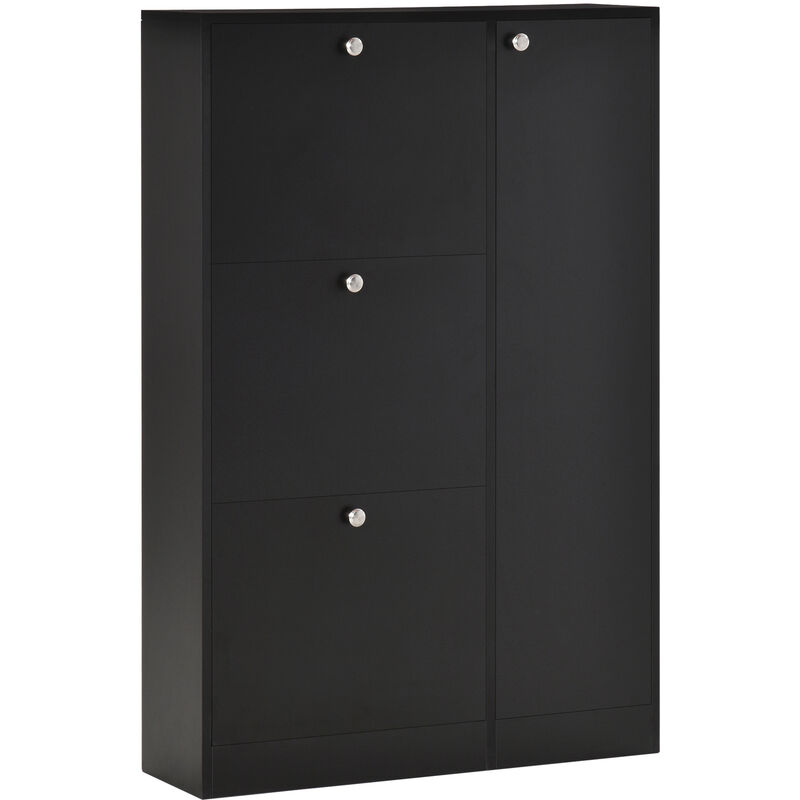 foto del prodotto scarpiera in legno nero 8 scomparti 80x24x120 cm