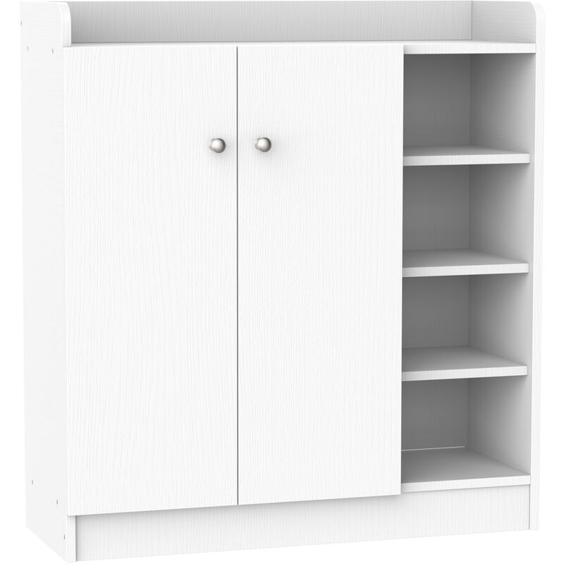 foto del prodotto scarpiera in legno scaffalatura scaffale per scarpe armadio bianco opaco 83x30x90 cm