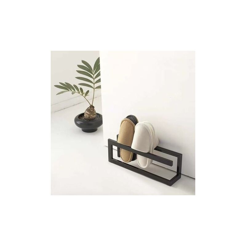 foto del prodotto scarpiera in metallo, scarpiera stretta, nera, stabile, scarpiera, per ingresso, corridoio, camera da letto, esterno, 42 x 10 x 14 cm nero
