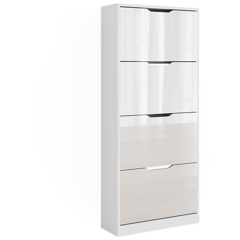 foto del prodotto scarpiera luca, bianco bianco lucido, 59 x 137 cm con 4 cassetti incernierati vicco