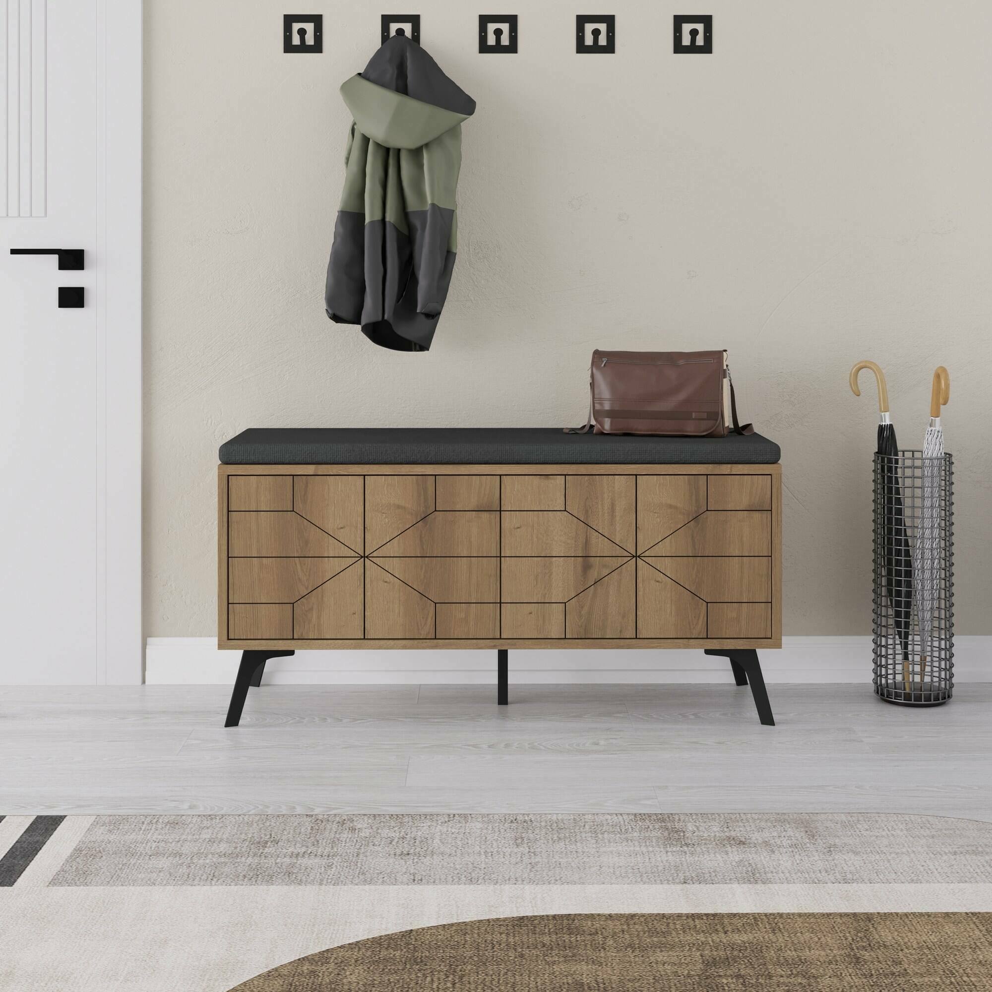 foto del prodotto scarpiera majoris, mobile portascarpe, armadio da ingresso multiuso, mobiletto per calzature, 107x35 h55 cm, quercia dmora