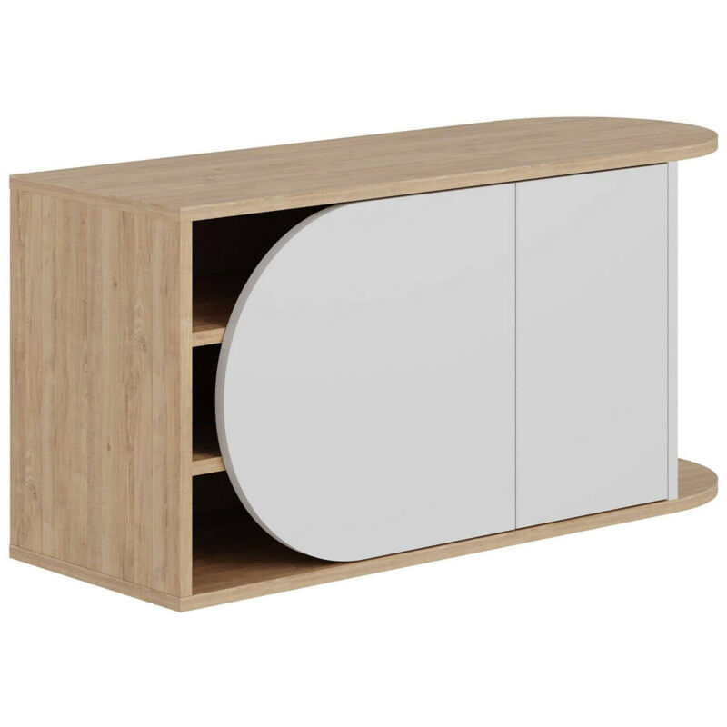 foto del prodotto scarpiera marathus, mobile portascarpe, armadio da ingresso multiuso, mobiletto per calzature, 104x37 h50 cm, quercia e bianco dmora