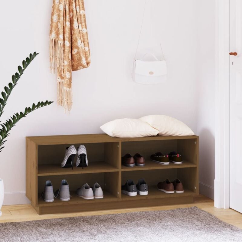 foto del prodotto scarpiera marrone ambra 110x34x45 cm in legno massello di pino vidaxl