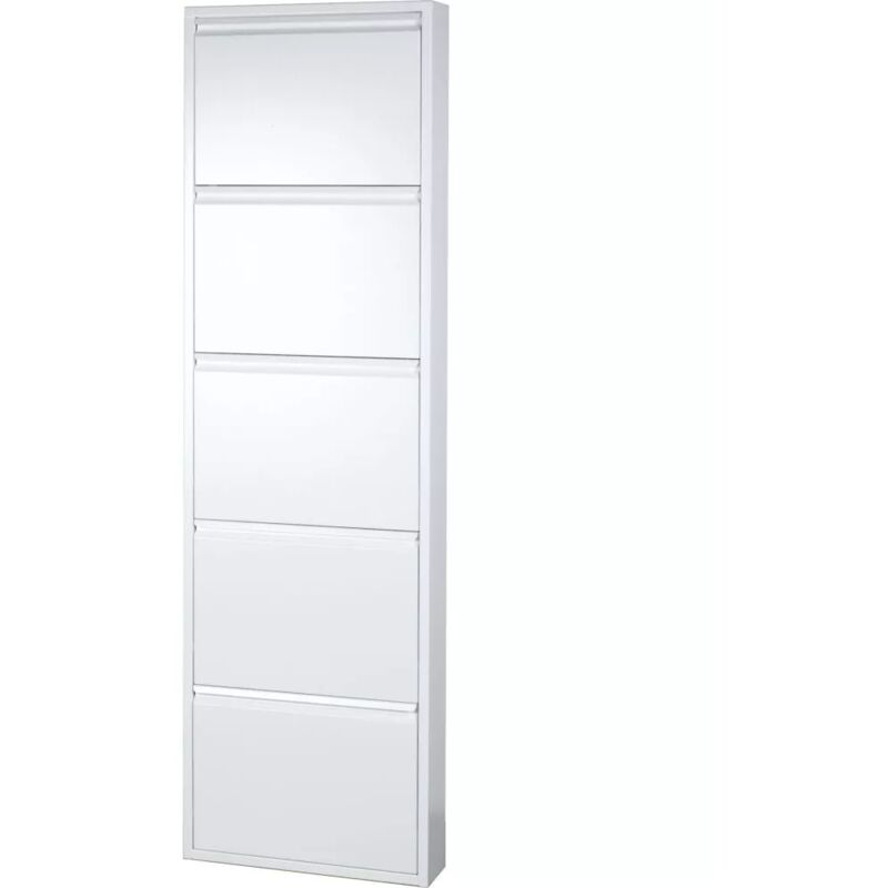 foto del prodotto scarpiera metallo bianca con 5 ante 50x15x168 cm