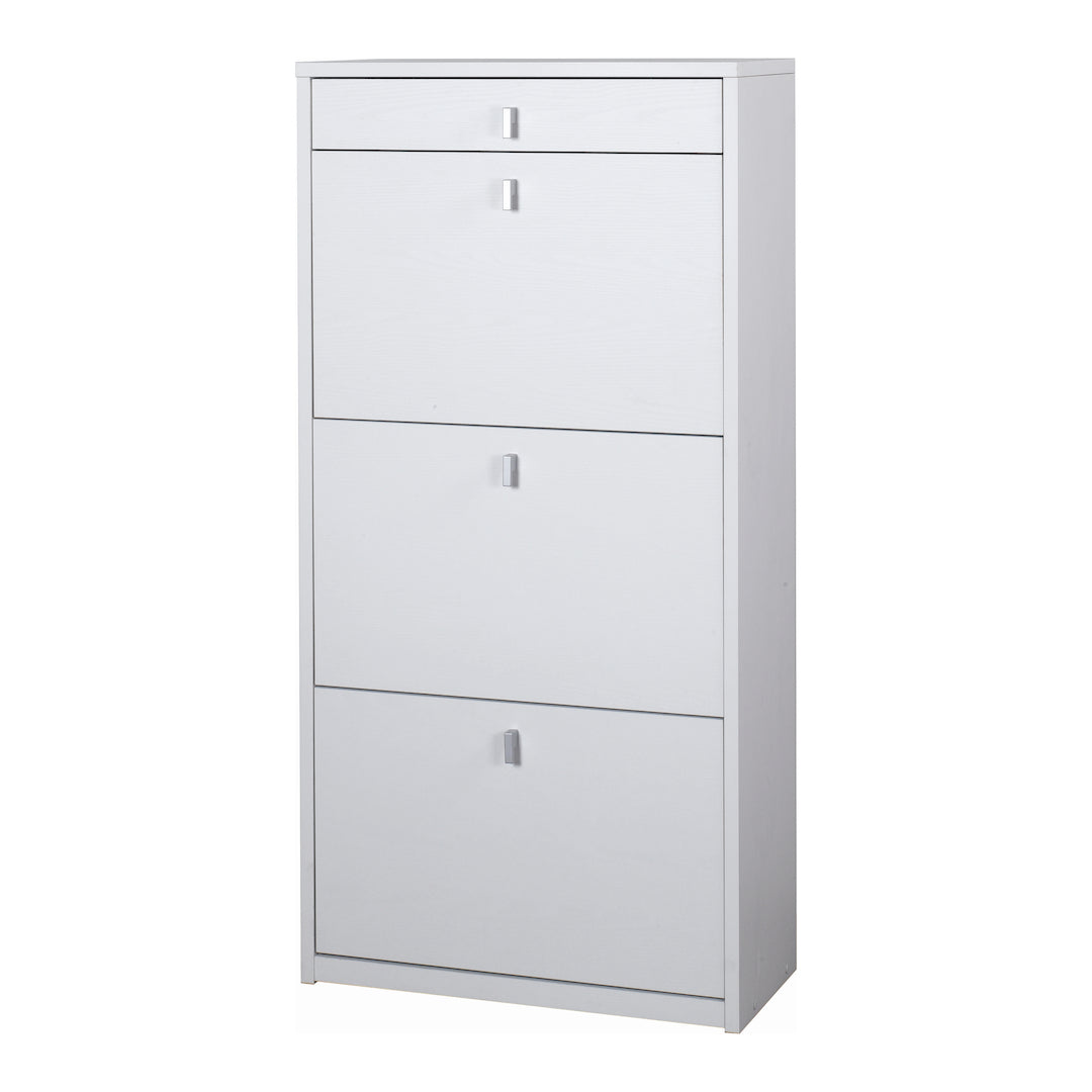 foto del prodotto scarpiera mobile 3 ante con 1 cassetto 63x29x127h cm in kit di montaggio colore bianco fiammato