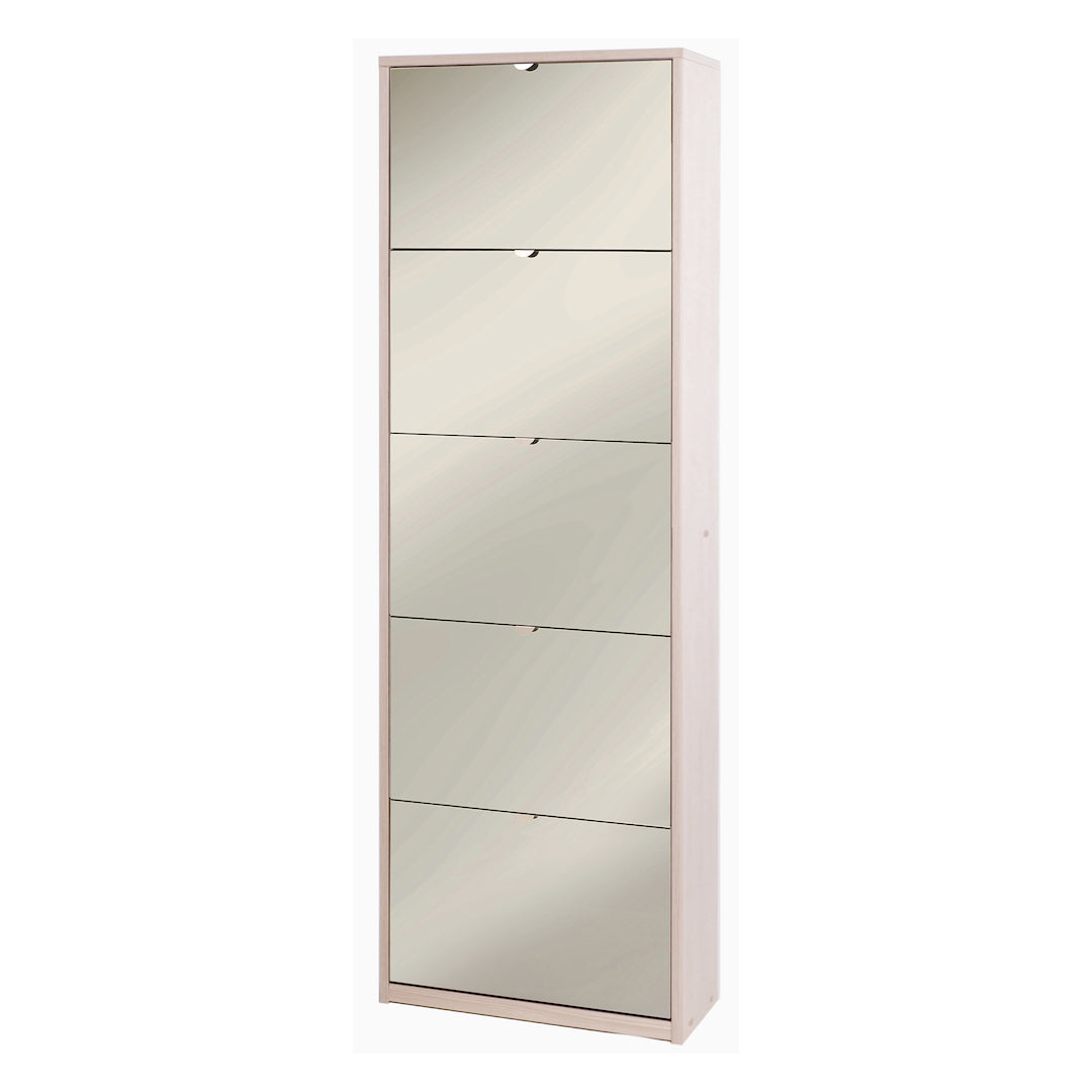 foto del prodotto scarpiera mobile 5 ante con specchio 63x29x190h cm in kit di montaggio colore olmo chiaro