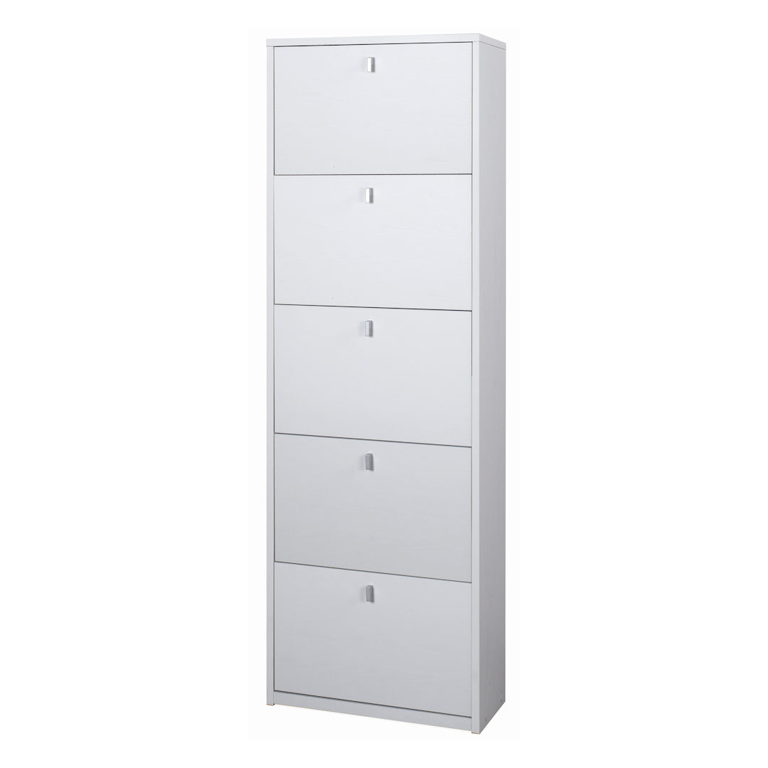 foto del prodotto scarpiera mobile con 5 ante 63x29x190h cm in kit di montaggio colore bianco fiammato