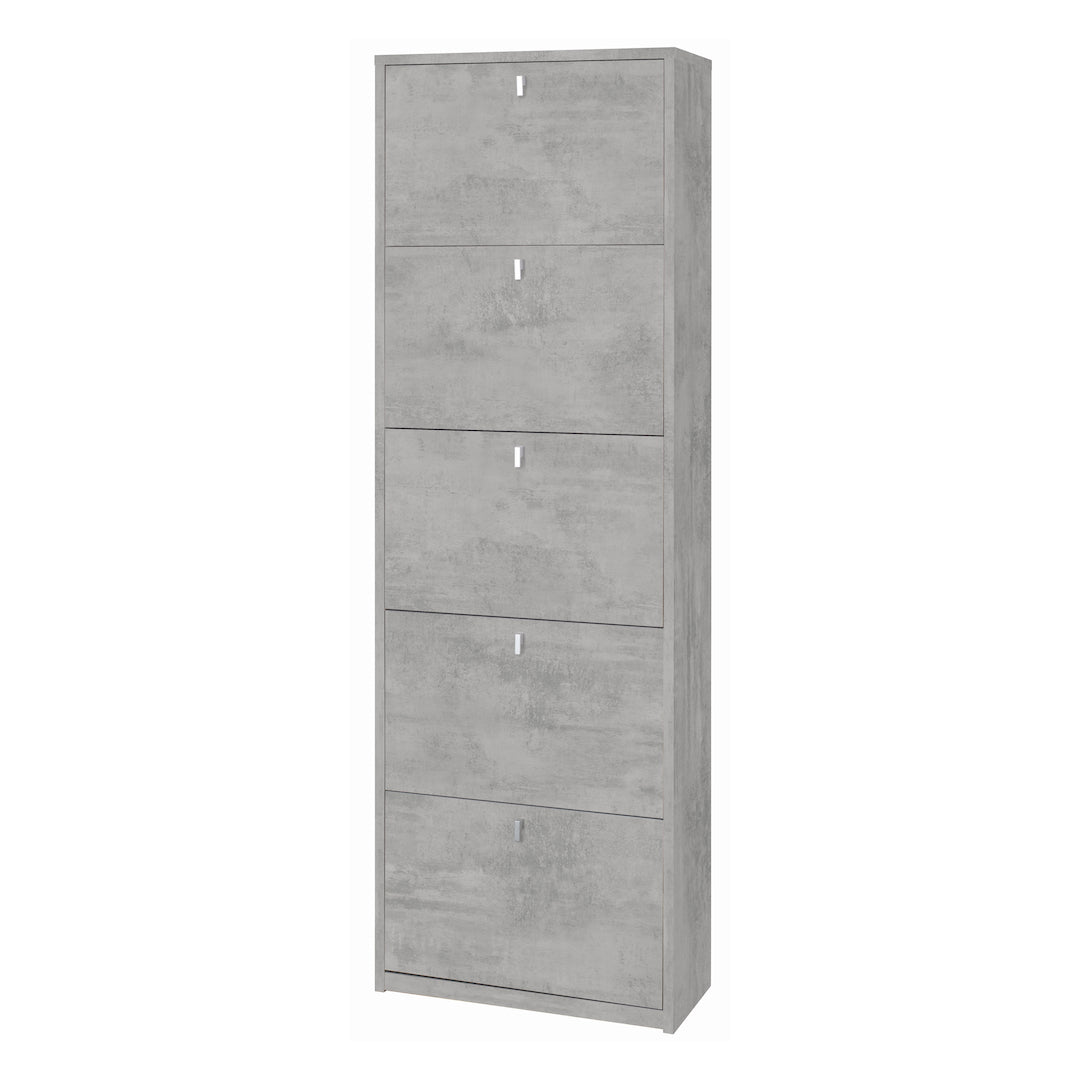 foto del prodotto scarpiera mobile con 5 ante 63x29x190h cm in kit di montaggio colore cemento