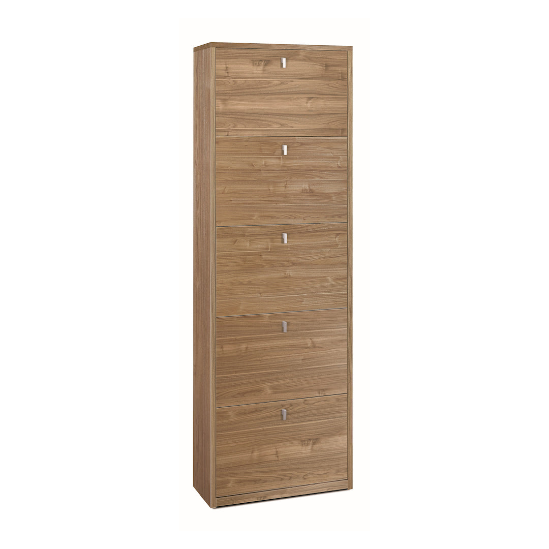 foto del prodotto scarpiera mobile con 5 ante 63x29x190h cm in kit di montaggio colore noce stelvio
