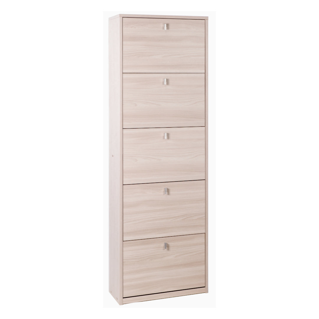 foto del prodotto scarpiera mobile con 5 ante 63x29x190h cm in kit di montaggio colore olmo chiaro