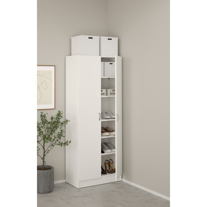 foto del prodotto scarpiera mobile multiuso mod. focus 69.2x34.6 h. 170.4 bianco opaco