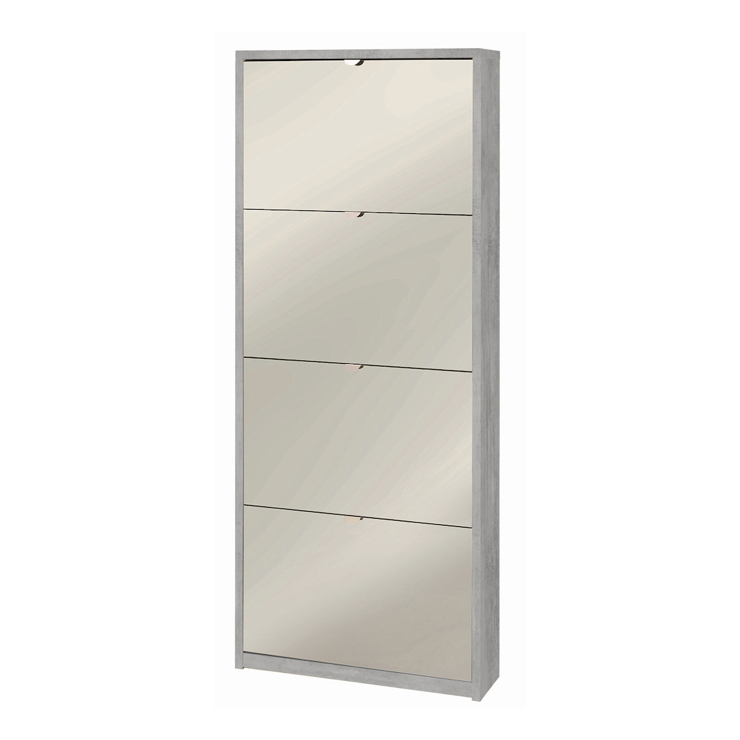 foto del prodotto scarpiera mobile salvaspazio 4 ante con specchio 63x18x154h cm in kit di montaggio colore cemento