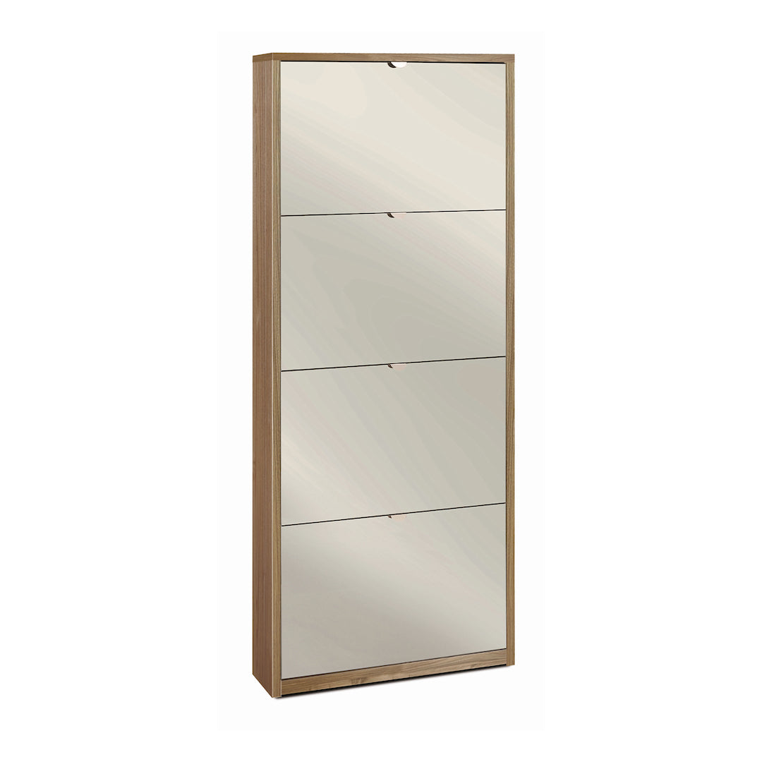 foto del prodotto scarpiera mobile salvaspazio 4 ante con specchio 63x18x154h cm in kit di montaggio colore noce stelvio