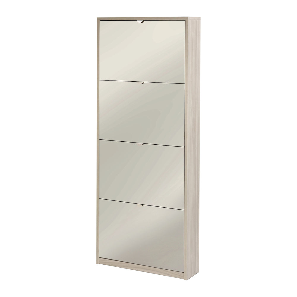 foto del prodotto scarpiera mobile salvaspazio 4 ante con specchio 63x18x154h cm in kit di montaggio colore olmo chiaro