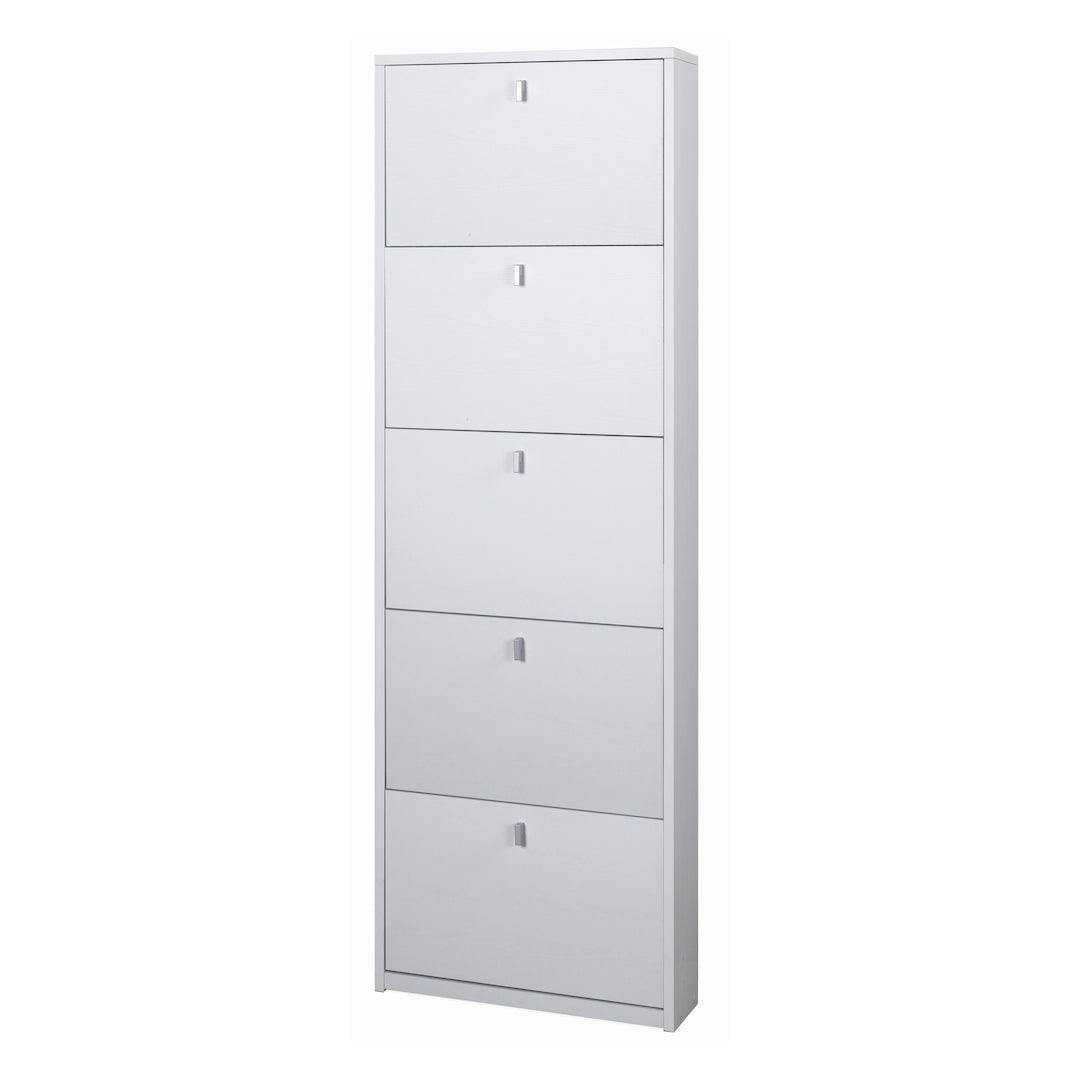 foto del prodotto scarpiera mobile salvaspazio 5 ante 63x18x190h cm in kit di montaggio colore bianco fiammato