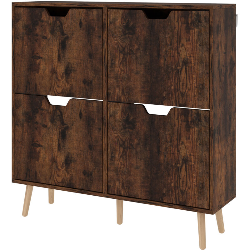 foto del prodotto scarpiera moderna con 4 cassetti ribaltabili in legno marrone homcom