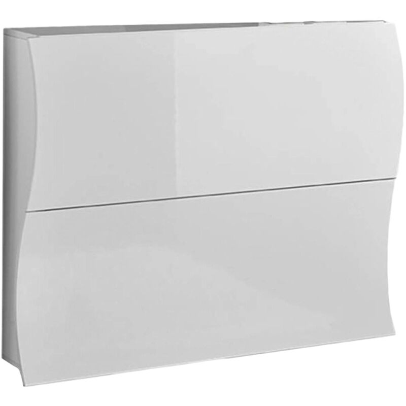 foto del prodotto scarpiera moderna, made in italy, a 2 ante a ribalta, portascarpe da ingresso, cm 101x27h82, colore bianco lucido, con imballo rinforzato dmora