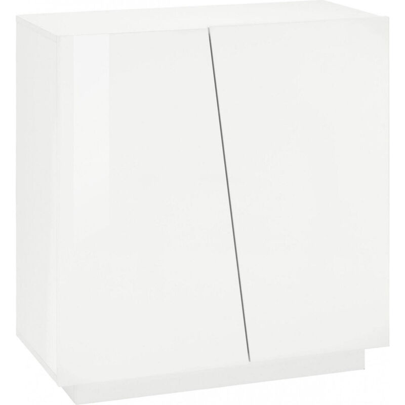 foto del prodotto scarpiera moderna, made in italy, a 2 ante, portascarpe da ingresso, mobile multiuso, cm 80x38h86, colore bianco lucido, con imballo rinforzato