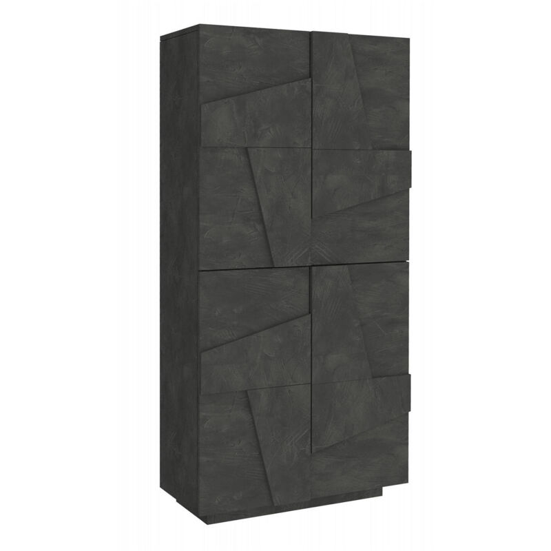 foto del prodotto scarpiera moderna, made in italy, a 4 ante battenti, portascarpe da ingresso, mobile multiuso, cm 81x38h167, colore grigio cenere, con imballo