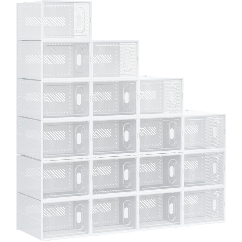 foto del prodotto scarpiera moderna salvaspazio 18 cubi 28x36x21cm in plastica pp bianco homcom