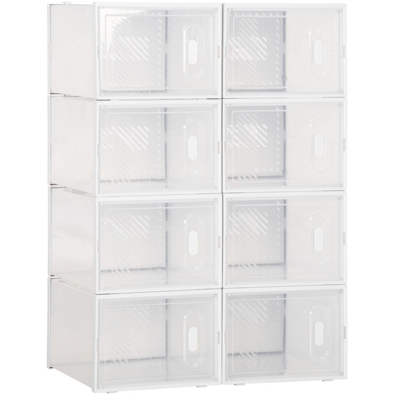 foto del prodotto scarpiera moderna salvaspazio 8 cubi 28x36x21cm in plastica pp bianco homcom