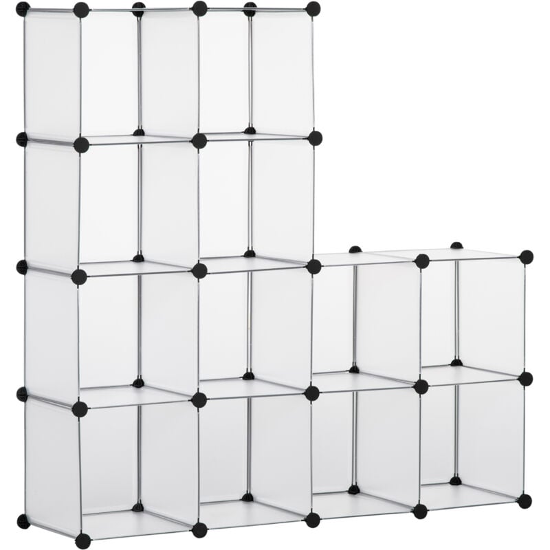 foto del prodotto scarpiera modulabile salvaspazio 16 cubi in pp e acciaio trasparente homcom